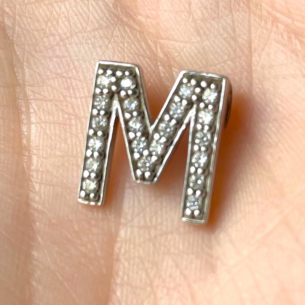 Sparkly Letter “M” Alphabet Necklace Charm